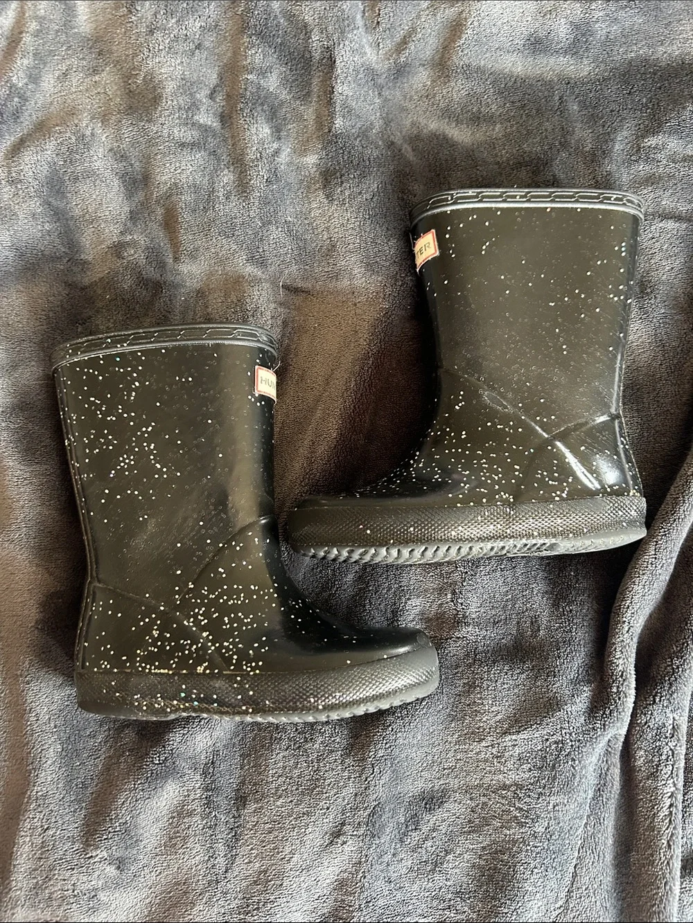 Hunter Kids Black Speckle Rain Boots